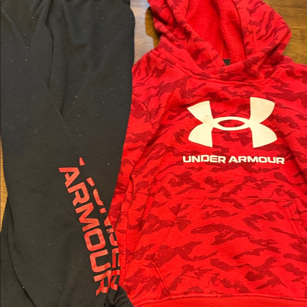 Under Armour Red and Black Camo Kids Hoodie